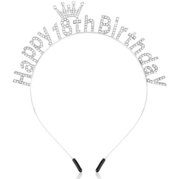 SuPoo Silver 18th Birthday Decorations for Girls Happy 18th Birthday Crown Headband Official Teenager 18 Year Old Birthday Gifts Birthday Tiara 18 Year Old Girl Party Decorations Accessories