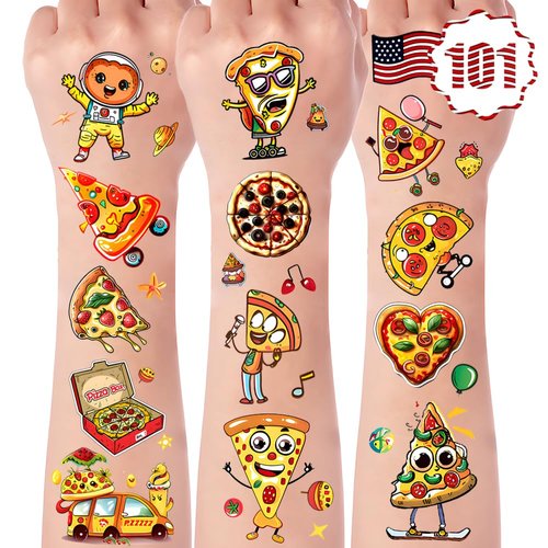 101+ Pizza Food Temporary Tattoos – Waterproof Fake Tattoos for Kids, Girls, Boys, Teens & Adults – Ideal for Birthday Parties & Decorations