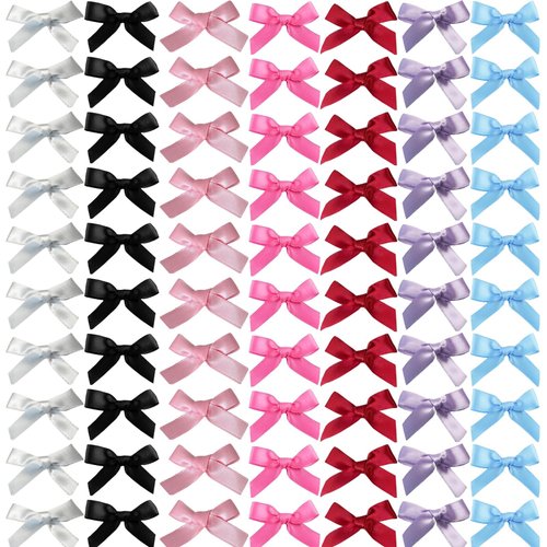 SALOCY 70PCS Mini Hair Bows for Women Girls,Cute Hair Clips Ribbon Bowknots Hairclips Pink Ribbon Bows Black Satin Bow Hair Clips for Hair Design
