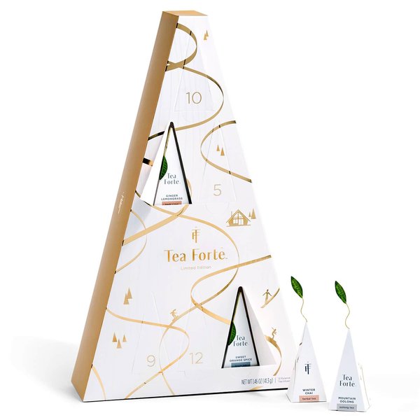 Tea Forte Winter Chalet Mini Advent Calendar, 12 Days of Cozy Holiday Tea Gift Set of 12 Infuser Tea Bags with Numbered Doors, Variety Pack of Assorted Premium Loose Leaf Tea Bags