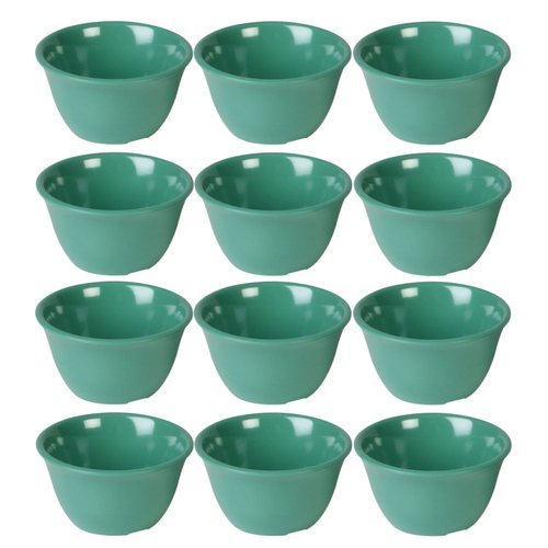 TrueCraftware- 7 oz Bouillon Cup Green Color Melamine Set of 12- Dishwasher Safe Break-Resistant Reusable Bowls Serving Soup Bowl Broth Cups Soup Bowls Ice Cream Dipping Sauce