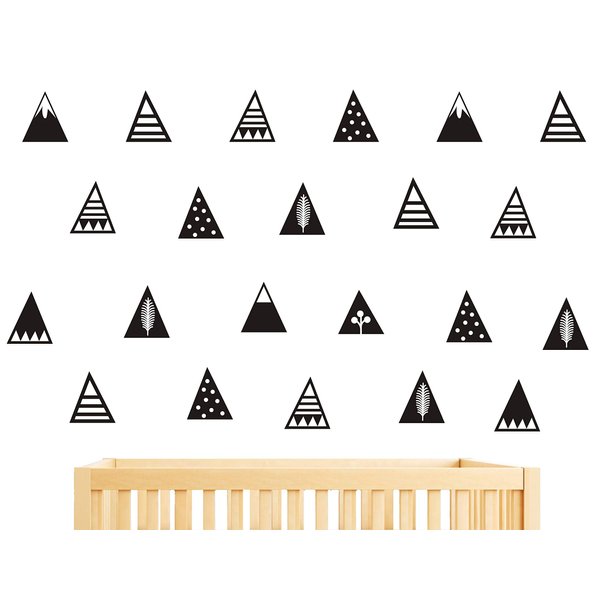 Mountain Wall Decals,8 Different Pattern,Removable Vinyl Wall Stickers for Baby Kids Boy Girl Bedroom Nursery Decor A16 (Black)