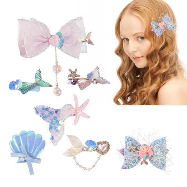 VYNYJOAN 7PCS Starfish Seashell Hair Clips Artificial Shell Starfish Hairclips for Hairstyle Accessories Girls Women