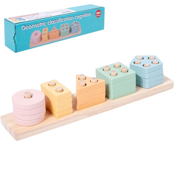 ZRCCOX Montessori Toys for 18+ Months Old - Toddlers Wooden Sorting and Stacking Toys, Classic Wooden Toy with 5 Shapes, Toddler Toys Age 1-2, Preschool Kids Gifts
