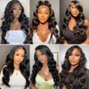 RLTEO Body Wave Lace Front Wigs Human Hair Pre Plucked 180% Density HD Lace Frontal Wigs 13x4 Glueless Human Hair Wigs for Women with Baby Hair Natural Hairline Black Color 18 Inch
