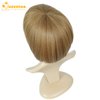 QUEENTAS Short Blonde Bob Wig with Air Bangs Chin Length Short Bob Wig Heat Resistant Synthetic for Women with Wig Cap (Hazelnut color#73) (A-Strawberry Blonde)