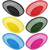 EUSOAR Plastic Serving Trays, 6pcs 9.4"x 5.9" Food Baskets for Serving, Reusable Bread Baskets for Fast Food Restaurant Supplies, Deli Serving, Chicken, Burgers, Sandwiches & Fries