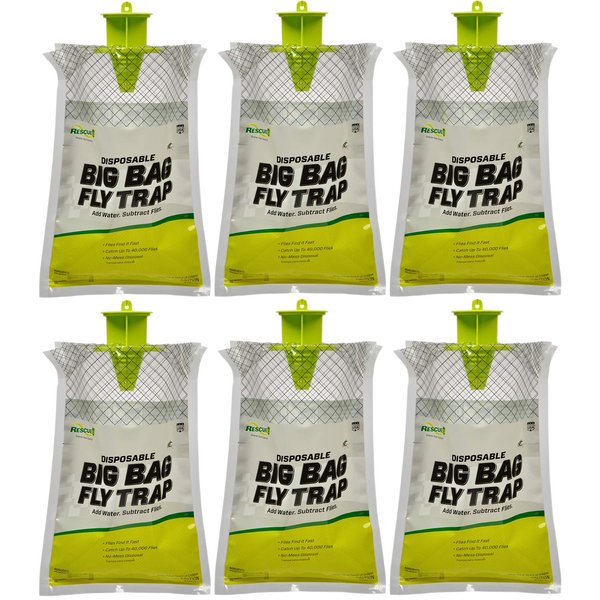 RESCUE! Big Bag Fly Trap – Disposable, Outdoor Use - 6 Traps