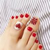 SILPECWEE Toe Nail Stickers Full Nail Wraps Red Solid Color Toenail Polish Strips for Women Self Adhesive Toe Stickers Polish Gel Toenails Stickers with 1pc Nail File (20 Sheets)