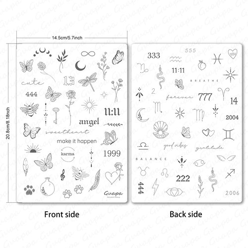 MARLLOGIVA 2pcs Tiny Tattoo Practice Skin Pad with more 80 Stencil Designs Perfect for Mastering Tiny Tattoo Essential Techniques (White Skin)