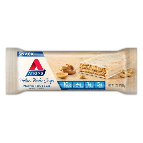 Atkins Peanut Butter Protein Wafer Crisps, Protein Dessert, 4g Net Carb, 1g Sugar, Keto Friendly, 5 Count