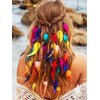 GENBREE Boho Feather Headband Rainbow Indian Headbands Hippie Feather Headdress Adjustable Long Feather Hair Accessories for Women and Girls