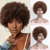 JOEDIR HAIR Short Afro Human Hair Wigs for Black Women Mixed Brown Afro Curly Wig Soft and Bouncy Glueless Wig 130% Density (Color: P4/30)