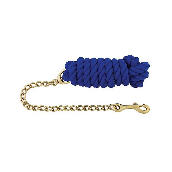 Basic Cotton Lead Rope w/Stud Chain Blue