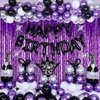 Nigifter Purple and Black Birthday Decorations for Men Women Boys Girls 117pcs Happy Birthday Purple Birthday Party Decorations for Him Her Birthday Party Supplies with Champagne Beer Decorations