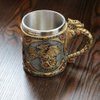 alikiki Medieval Steampunk Dragon Mug - Renaissance Mechanical Dragons Beer Stein Tankard Stainless Coffee Cup Father Day Gift Mug for Dragon Collector Lovers Themed Party Decoration (14OZ)