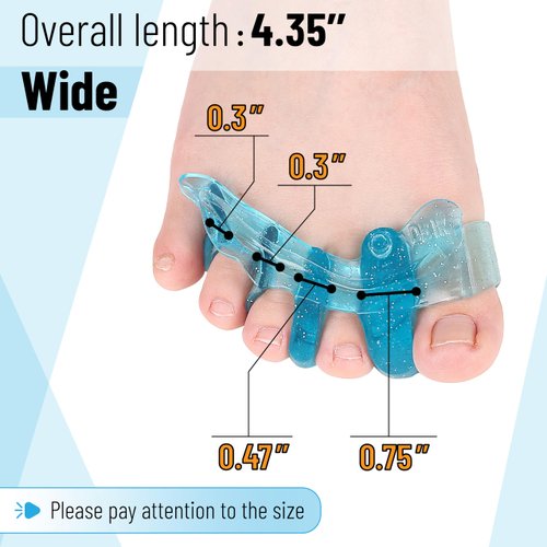 DR. JK- ToePal Gel Toe Separator, Wide, 1 Pair, Toe Spacers, Toe Straightener, Hammer Toe Straightener, Toe Spreader, Toe Stretcher, Toe Corrector for Women and Men, Bunion Corrector