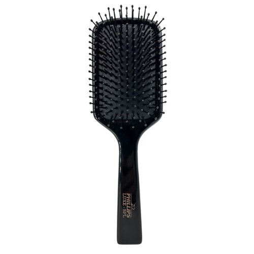 Phillips Brush Luxe Square Paddle Hair Brush, Sleek Black Color with Gold Accents – 9.25 inch Detangler Paddle Brush from the Luxe Series by Phillips Brush Co