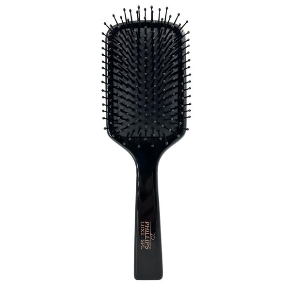 Phillips Brush Luxe Square Paddle Hair Brush, Sleek Black Color with Gold Accents – 9.25 inch Detangler Paddle Brush from the Luxe Series by Phillips Brush Co