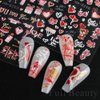 Valentine's Day Nail Art Stickers Decals Cute Bear Heart 5D Embossed Nail Decals Red Heart Lover Cartoon Valentine Nail Art Design Supplies Manicure Decals Relief Sliders for DIY Nail Art Decoration