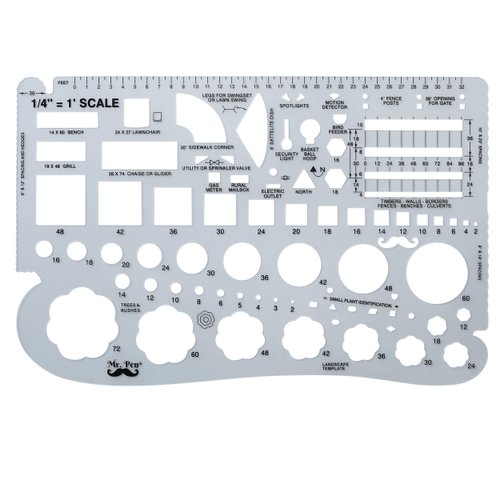 Mr. Pen- Landscape Templates, Architectural Templates, Drafting Tools, Landscaping Tools, Landscape Design Template, Drafting Ruler Shapes, Drawing Stencils