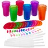 Kicko Neon Sipper Cups - 5.5 Inch - 12 Oz. - Colorful Neon Cups with Lids and Straws - School Events, Themed Parties, and Birthday Celebrations - Party Supplies | 12 Pack