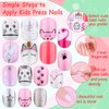 144 Pcs Thrilez Kids Press on Nails for Girls, Teens - Artificial Nail Tips, Pre Glue Full Cover Short Nails - Nail Art Decoration (Pink Series)
