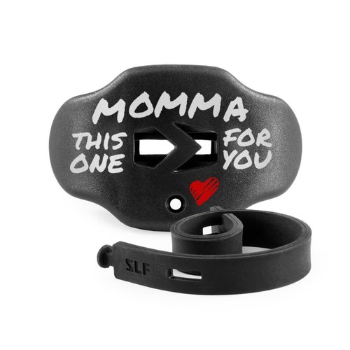 SLEEFS Football Mouth Guard - Lip/Mouthguard with Helmet Strap - Lip/Teeth Protector Mouthpiece - No Boil - for Youth/Adults, Maximum Air Flow, for All Sports - Momma This One for You in Black