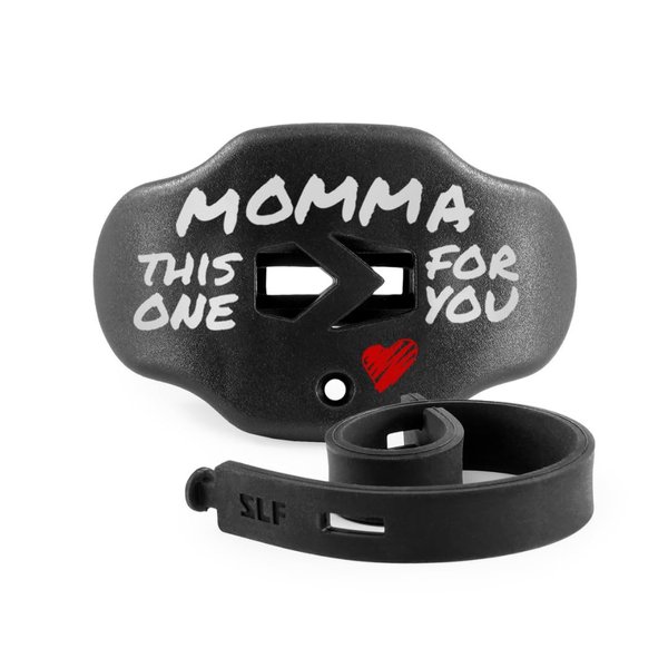 SLEEFS Football Mouth Guard - Lip/Mouthguard with Helmet Strap - Lip/Teeth Protector Mouthpiece - No Boil - for Youth/Adults, Maximum Air Flow, for All Sports - Momma This One for You in Black