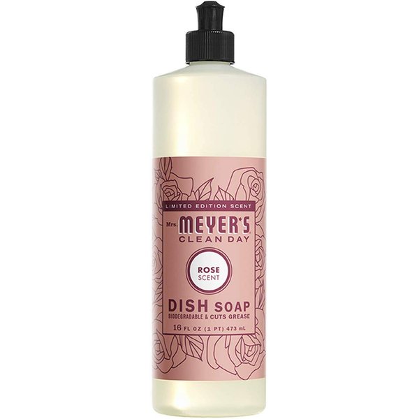MRS. MEYER'S CLEAN DAY Liquid Dish Soap, Biodegradable Formula, Rose, 16 fl. oz
