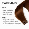 Satin Strands Medium Blonde/Brown Tape In 18 Inch Human Hair Extensions, Tahitian Bliss, 20 Pieces/45g Each, Pre-taped, Safely Adhere to Most Hair Types, Easy Application