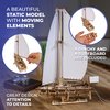 UGEARS Ocean Beaty Yacht 3D Wooden Puzzle - Wooden Mechanical Model Kit to Build - DIY Puzzle Boat with Paper Sails - Brain Teaser Building Set for Adults