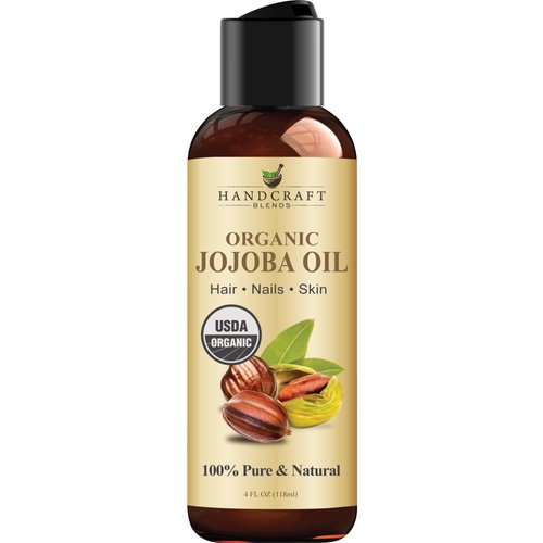 Handcraft Blends USDA Organic Jojoba Oil - 4 Fl Oz - 100% Pure and Natural - Premium Grade Oil for Skin and Hair - Anti-Aging Oil - Cold-Pressed and Hexane-Free