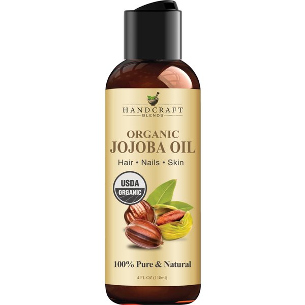 Handcraft Blends USDA Organic Jojoba Oil - 4 Fl Oz - 100% Pure and Natural - Premium Grade Oil for Skin and Hair - Anti-Aging Oil - Cold-Pressed and Hexane-Free
