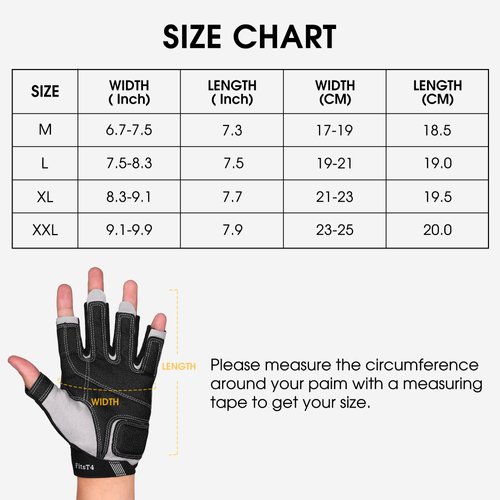 FitsT4 Sports Kayaking Gloves 3/4 or Full Finger Padded Palm Fingerless Gloves for Men Women Youth Perfect for Sailing Paddling Canoeing Boating Workout Rowing SUP and Other Water Sports