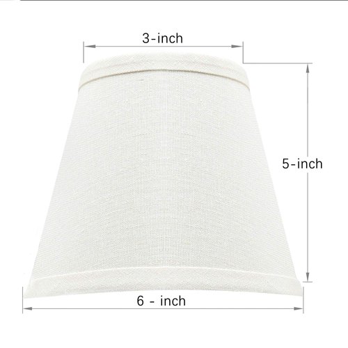Small Lamp Shade Set of 6 Chandelier Shades 3" X 6" X 5" White Linen Lampshade Clip-On Bulb