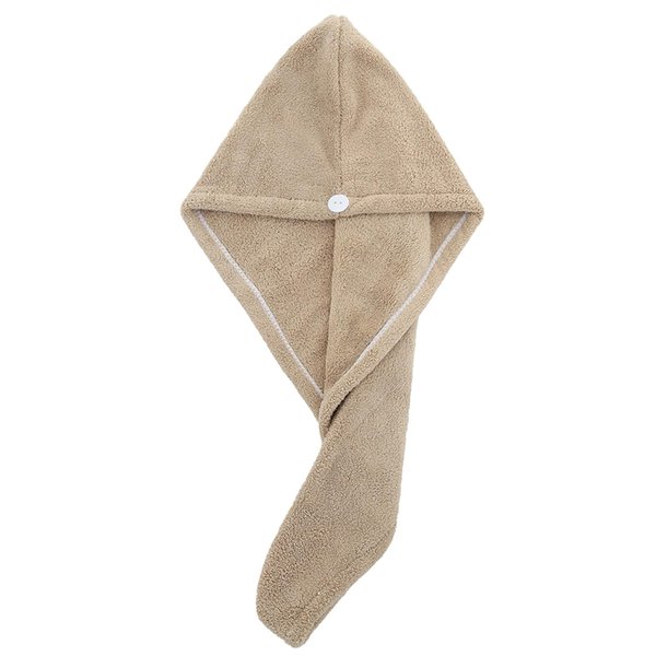 Pugnum Microfiber Hair Towel,Super Absorbent Hair Turbans for Wet Hair Anti Frizz Head Towels Wrap Drying Towels with Button for Long,Curly and Thick Hair (Coffee)