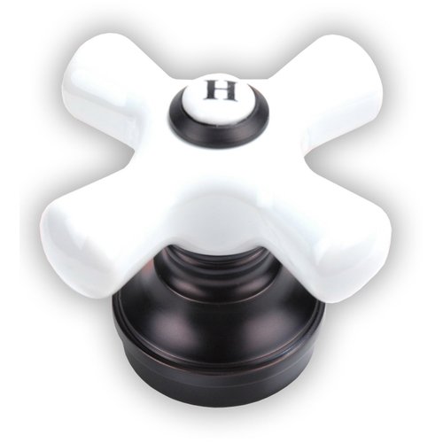 Shower Trim Kit - Porcelain Handles and Flanges (3 Pieces Each) Fits Price Pfister 910-385, Oil Rubbed Bronze Finish - By Plumb USA