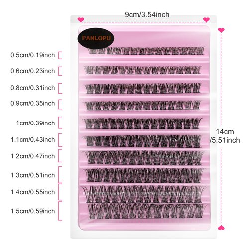 False Eyelashes Natural Look Synthetic Fibers Extension Lengthening DIY D Curl Eyelashes Reusable Cluster Lashes eyelash strings 8/10/12/14/16mm by PANLOPU (003-8/10/12/14/16mm)