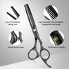 Roziapro Professional Thinning Shears Hair Cutting Scissors Kit Hair Shears Set-Barber Scissors Kit with Hairdresser Scissors Haircut Shears Hair Layering Scissors for Home Salon（Black）