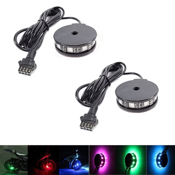 NBWDY 2pc RGB LED Motorcycle Wheel Light-Custom Accent Glow Pod Rim Light for Motorcycle,Car,Bike