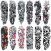 Skull Sleeve Tattoo Stickers, Fake Skull Full Arm Temporary Tattoos Sleeves for Adult Kids Women Makeup, 12-Sheet