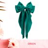 Hibasso 2-Piece Silky Satin Hair Bows Set for Women, Girls with Long Tails and Metal Clips – Aesthetic bow hair clip, Stylish Hair Accessories (Green & White)