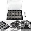 Caliee Makeup Tray Set 15 PCS 20mm Round Metal Pot Spatula and Eyeshadow Brush Tools Makeup Travel Magnetic Tray Girl Empty Magnetic Makeup Tray Mouth Red Blush Powder Eyeshadow