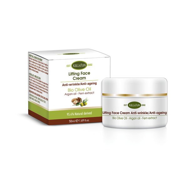 Kalliston, Lifting & Anti-Wrinkle Cream, Organic Olive Oil with Argan Oil & Fern Extract, Natural-Ingredients, Ammonia-Free, Product of Crete, Greece | 1.69 oz