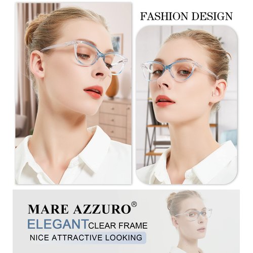 MARE AZZURO Anti Blue Ray Computer Eyewear Women Gaming Glasses Blue Light Blocking Eyeglasses Optical Frame No Degree