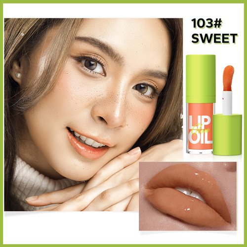 Erinde Plumping Lip Oil, Hydrating Tinted Lip Oil Gloss, Smooth Glossy Finish Lip Glow Oil, Moisturizing & Nourishing Shiny and Vegan Big Brush Head Lip Oil, Non-Sticky Formula (103 Sweet)