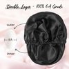 WIGI 100% Mulberry Silk Bonnet with Scrunchie Gift for Women, Silk Bonnet for Sleeping, Shower Cap Hair Bonnet, Silk Hair Wrap for Hair Care (100% Mulberry Silk (Round design), Black)