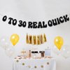 0 to 30 Real Quick Banner, 30th Birthday Decorations, Cheers to 30 Years Decor, Funny Thirty Birthday Party Supplies Black Glitter