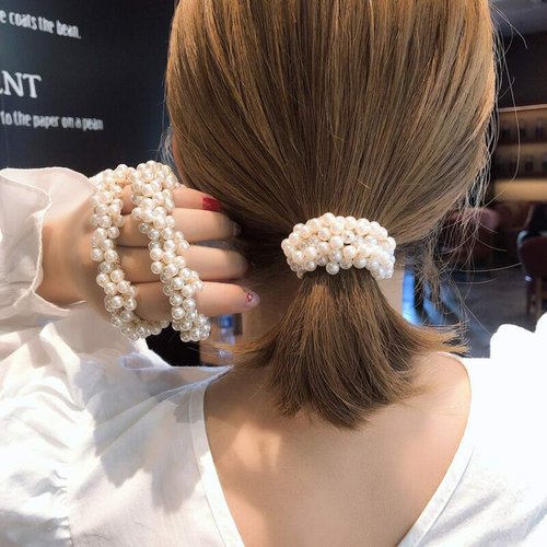 Xiwstar 9Pcs Women Girls Fashion Beaded Bracelet Hair Ties Hair Bands Ropes Scrunchie Ponytail Holder